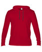 Gildan Adult Lightweight Long-Sleeve Hooded T-Shirt TR RED/ DARK GRY OFFront