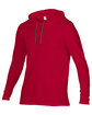 Anvil Adult Lightweight Long-Sleeve Hooded T-Shirt TR RED/ DARK GRY OFQrt