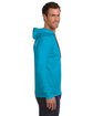 Anvil Adult Lightweight Long-Sleeve Hooded T-Shirt CARIB BLUE/ D GR ModelSide