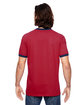 Anvil Adult Lightweight Ringer T-Shirt IND RED/ NAVY ModelBack