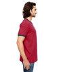Anvil Adult Lightweight Ringer T-Shirt IND RED/ NAVY ModelSide