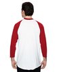 Augusta Sportswear Adult 3/4-Sleeve Baseball Jersey WHITE/ RED ModelBack