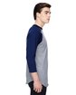 Augusta Sportswear Adult 3/4-Sleeve Baseball Jersey ath hthr/ navy ModelSide