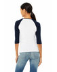 Bella + Canvas Ladies' Baby Rib 3/4-Sleeve Contrast Raglan T-Shirt WHITE/ NAVY ModelBack