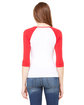 Bella + Canvas Ladies' Baby Rib 3/4-Sleeve Contrast Raglan T-Shirt WHITE/ RED ModelBack
