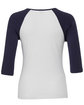 Bella + Canvas Ladies' Baby Rib 3/4-Sleeve Contrast Raglan T-Shirt WHITE/ NAVY FlatBack
