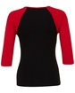 Bella + Canvas Ladies' Baby Rib 3/4-Sleeve Contrast Raglan T-Shirt BLACK/ RED FlatBack