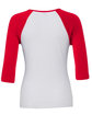 Bella + Canvas Ladies' Baby Rib 3/4-Sleeve Contrast Raglan T-Shirt WHITE/ RED FlatBack