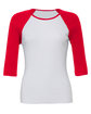 Bella + Canvas Ladies' Baby Rib 3/4-Sleeve Contrast Raglan T-Shirt WHITE/ RED FlatFront
