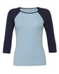 Bella + Canvas Ladies' Baby Rib 3/4-Sleeve Contrast Raglan T-Shirt BABY BLUE/ NAVY FlatFront