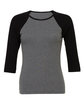 Bella + Canvas Ladies' Baby Rib 3/4-Sleeve Contrast Raglan T-Shirt DEEP HTHR/ BLACK OFFront