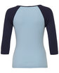 Bella + Canvas Ladies' Baby Rib 3/4-Sleeve Contrast Raglan T-Shirt BABY BLUE/ NAVY OFBack