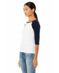 Bella + Canvas Ladies' Baby Rib 3/4-Sleeve Contrast Raglan T-Shirt WHITE/ NAVY ModelQrt
