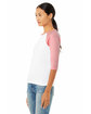 Bella + Canvas Ladies' Baby Rib 3/4-Sleeve Contrast Raglan T-Shirt WHITE/ PINK ModelQrt