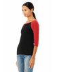 Bella + Canvas Ladies' Baby Rib 3/4-Sleeve Contrast Raglan T-Shirt BLACK/ RED ModelQrt