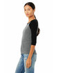 Bella + Canvas Ladies' Baby Rib 3/4-Sleeve Contrast Raglan T-Shirt DEEP HTHR/ BLACK ModelQrt