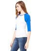 Bella + Canvas Ladies' Baby Rib 3/4-Sleeve Contrast Raglan T-Shirt WHITE/ TR ROYAL ModelSide