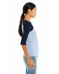 Bella + Canvas Ladies' Baby Rib 3/4-Sleeve Contrast Raglan T-Shirt BABY BLUE/ NAVY ModelSide