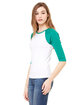 Bella + Canvas Ladies' Baby Rib 3/4-Sleeve Contrast Raglan T-Shirt WHITE/ KELLY ModelSide