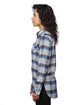 Burnside Ladies' Plaid Boyfriend Flannel Shirt GREY/ BLUE ModelSide