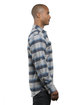 Burnside Men's Plaid Flannel Shirt grey/ blue ModelSide