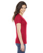 American Apparel Ladies' Poly-Cotton Short-Sleeve Crewneck RED ModelSide