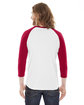 American Apparel Unisex Poly-Cotton 3/4-Sleeve Raglan T-Shirt WHITE/ RED ModelBack