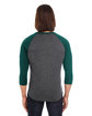 American Apparel Unisex Poly-Cotton 3/4-Sleeve Raglan T-Shirt HTH BLK/ FOREST ModelBack