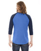 American Apparel Unisex Poly-Cotton 3/4-Sleeve Raglan T-Shirt HTH LK BLUE/ NVY ModelBack