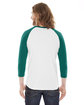 American Apparel Unisex Poly-Cotton 3/4-Sleeve Raglan T-Shirt WHITE/ EVERGREEN ModelBack