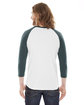 American Apparel Unisex Poly-Cotton 3/4-Sleeve Raglan T-Shirt WHITE/ FOREST ModelBack