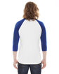 American Apparel Unisex Poly-Cotton 3/4-Sleeve Raglan T-Shirt WHITE/ LAPIS ModelBack