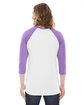 American Apparel Unisex Poly-Cotton 3/4-Sleeve Raglan T-Shirt WHITE/ ORCHID ModelBack