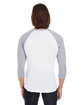 American Apparel Unisex Poly-Cotton 3/4-Sleeve Raglan T-Shirt WHT/ HTHR GREY ModelBack