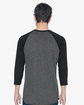 American Apparel Unisex Poly-Cotton 3/4-Sleeve Raglan T-Shirt HTHR BLACK/ BLK ModelBack