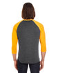 American Apparel Unisex Poly-Cotton 3/4-Sleeve Raglan T-Shirt HTH BLK/ GOLD ModelBack