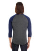 American Apparel Unisex Poly-Cotton 3/4-Sleeve Raglan T-Shirt HTH BLK/ NAVY ModelBack
