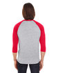 American Apparel Unisex Poly-Cotton 3/4-Sleeve Raglan T-Shirt HTHR GREY/ RED ModelBack