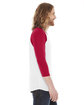 American Apparel Unisex Poly-Cotton 3/4-Sleeve Raglan T-Shirt WHITE/ RED ModelSide