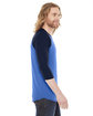 American Apparel Unisex Poly-Cotton 3/4-Sleeve Raglan T-Shirt HTH LK BLUE/ NVY ModelSide