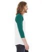 American Apparel Unisex Poly-Cotton 3/4-Sleeve Raglan T-Shirt WHITE/ EVERGREEN ModelSide