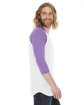 American Apparel Unisex Poly-Cotton 3/4-Sleeve Raglan T-Shirt WHITE/ ORCHID ModelSide