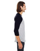 American Apparel Unisex Poly-Cotton 3/4-Sleeve Raglan T-Shirt HTHR GREY/ BLACK ModelSide