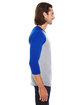 American Apparel Unisex Poly-Cotton 3/4-Sleeve Raglan T-Shirt HTHR GREY/ LAPIS ModelSide