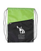 Prime Line Two-Tone Poly Drawstring Backpack With Zipper lime green DecoFront