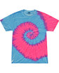 Tie-Dye Adult 5.4 oz., 100% Cotton T-Shirt FLO BLUE/ PINK FlatFront