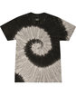 Tie-Dye Adult 5.4 oz., 100% Cotton T-Shirt BLACK RAINBOW FlatFront