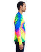 Tie-Dye Adult 5.4 oz. 100% Cotton Long-Sleeve T-Shirt neon rainbow ModelSide