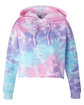 Tie-Dye Ladies' Cropped Hooded Sweatshirt cotton candy OFFront