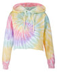 Tie-Dye Ladies' Cropped Hooded Sweatshirt zen rainbow OFFront